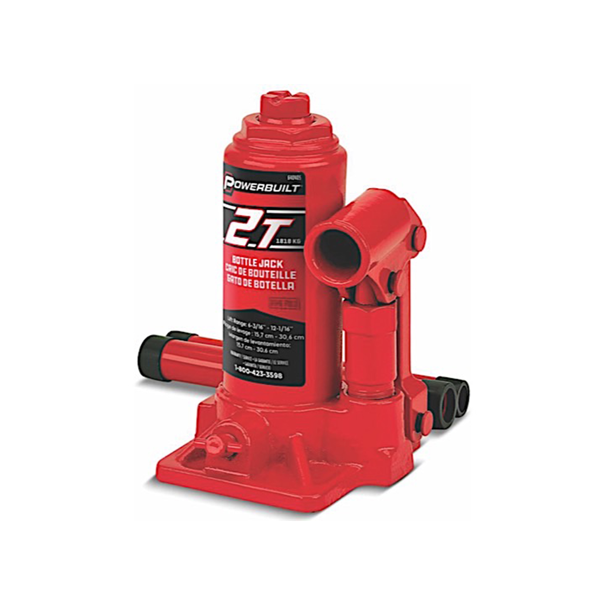 Powerbuilt 2-Ton Bottle Jack — Hydraulic, Steel, Compact Design, Wide Base, Corrosion-Resistant, Model# PBT640405